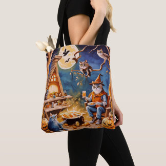Creepy cute Halloween camping trip in the woods Tote Bag
