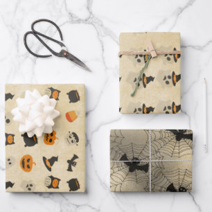 Creepy Cute Halloween Theme Pattern Wrapping Paper Sheet