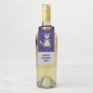 Creepy Cute Halloween Wolf Custom Bottle Tag