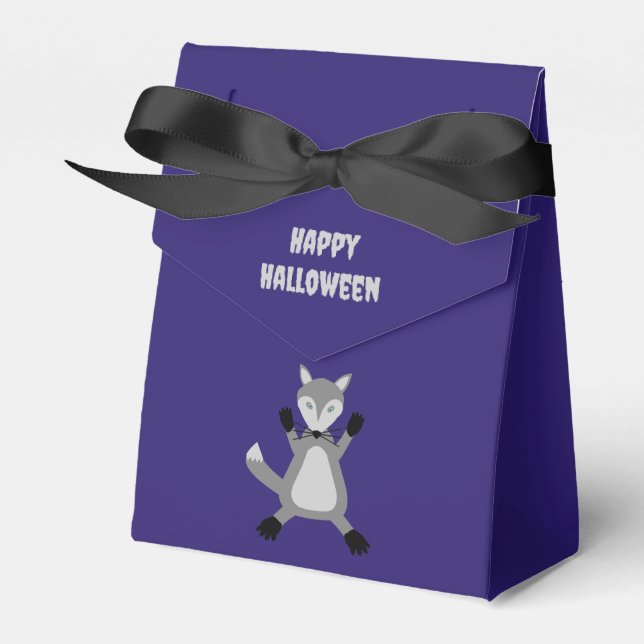 Creepy Cute Halloween Wolf Custom Favor Box (Front Side)