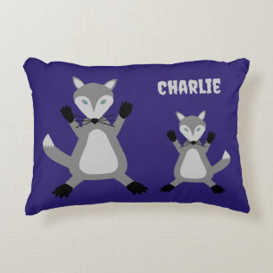 Creepy Cute Halloween Wolf Custom Name Accent Pillow