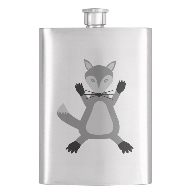 Creepy Cute Halloween Wolf Hip Flask (Front)