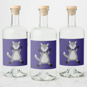Creepy Cute Halloween Wolf Liquor Bottle Label