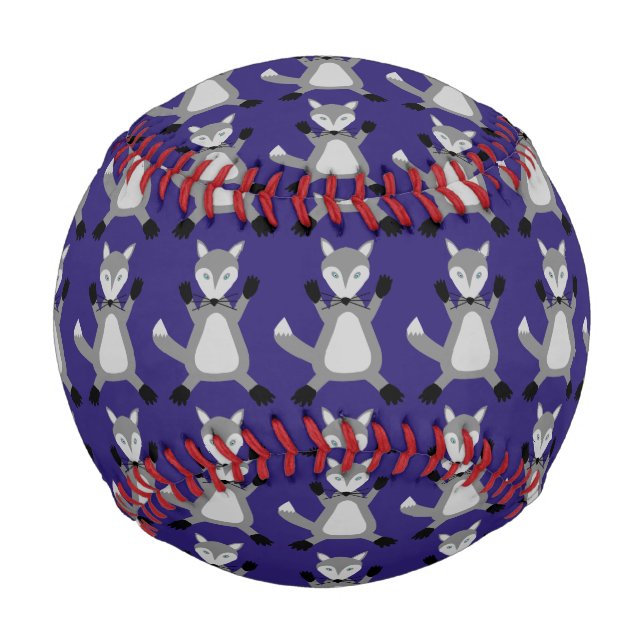 Creepy Cute Halloween Wolf Patterned Baseball (Front)