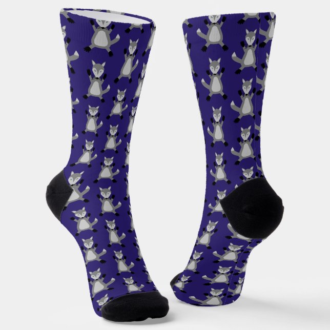 Creepy Cute Halloween Wolf Patterned Socks (Angled)