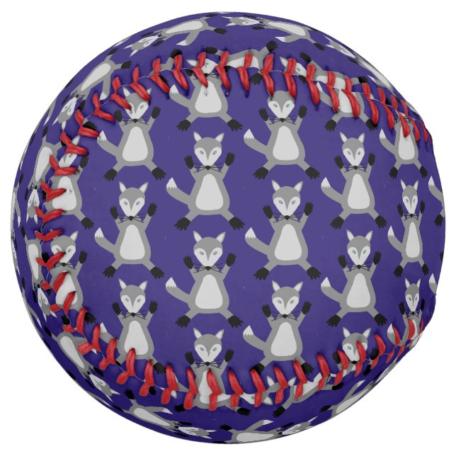 Creepy Cute Halloween Wolf Patterned Softball (Front Left)