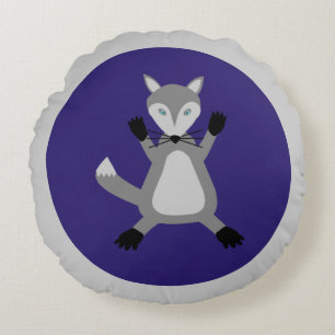 Creepy Cute Halloween Wolf Round Pillow