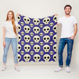 Creepy Cute Kawaii Goth Skull Pattern Fleece Blanket