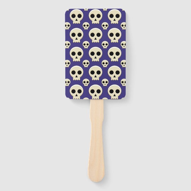 Creepy Cute Kawaii Goth Skull Pattern Hand Fan (Front)
