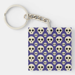 Creepy Cute Kawaii Goth Skull Pattern Keychain