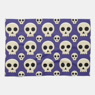 Creepy Cute Kawaii Goth Skull Pattern Kitchen Towel