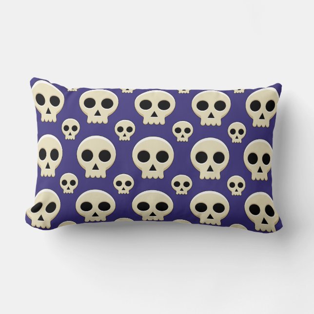 Creepy Cute Kawaii Goth Skull Pattern Lumbar Pillow (Front)