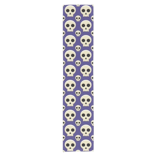 Creepy Cute Kawaii Goth Skull Pattern Short Table Runner (Front)