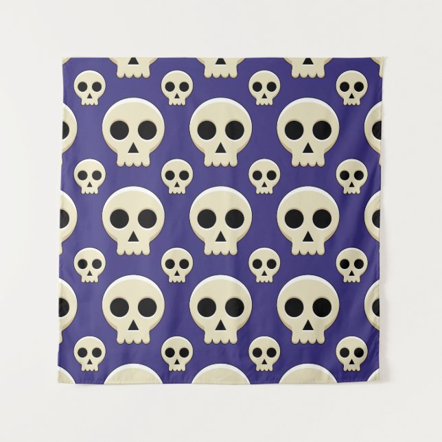 Creepy Cute Kawaii Goth Skull Pattern Tapestry (Front)