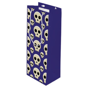 Creepy Cute Kawaii Goth Skull Pattern Wine Gift Bag