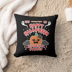 Creepy Cute Kawaii Halloween Ghost Board Throw Pillow