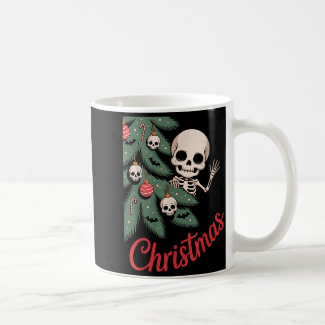Creepy Cute Kawaii Skeleton Christmas Tree Skull B Coffee Mug (Right)