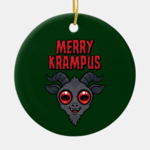 Creepy Cute Merry Krampus Ceramic Ornament