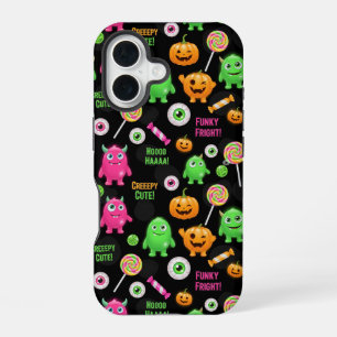 "Creepy Cute" Monsters and Halloween Fun Seamless  iPhone 16 Case