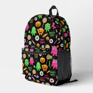 "Creepy Cute" Monsters and Halloween Fun Seamless  Printed Backpack