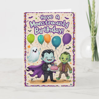 Creepy Cute Monsters Kids Birthday  Card