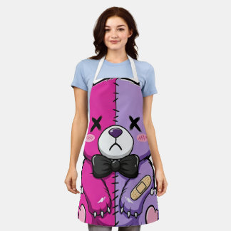 Creepy Cute Pastel Goth Bear Apron