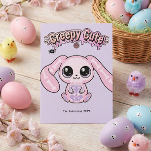 Creepy Cute Pastel Goth Easter Skull Bunn Holiday Card