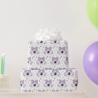 Creepy Cute Pastel Goth Eyeball & Bow Pattern Wrapping Paper