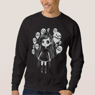Creepy Cute Punk Goth Grunge Girl With Skull Party Sweatshirt