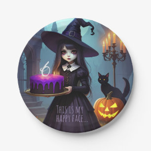 Creepy Cute, Purple Witch Birthday, Gothic Theme Paper Plate