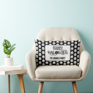 Creepy Cute Skulls With Last Name Lumbar Pillow