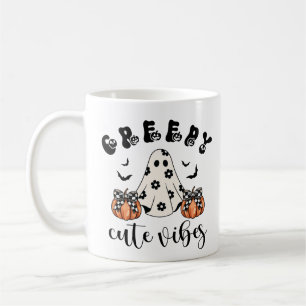 Creepy Cute Vibes Retro Ghost & Pumpkin Coquette Coffee Mug