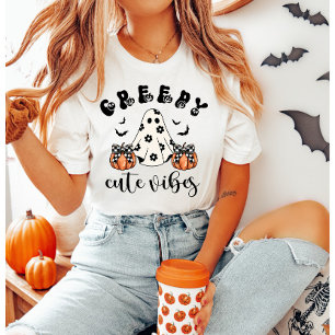Creepy Cute Vibes Retro Ghost & Pumpkin Coquette  T-Shirt