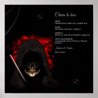 Creepy dark moody gothic skull drinks menu sign
