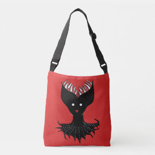 Creepy Demon Girl Dark Gothic Character With Teeth Crossbody Bag
