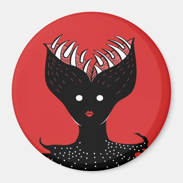 Creepy Demon Girl Dark Gothic Character With Teeth Magnet (Front)