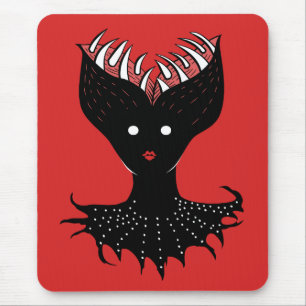 Creepy Demon Girl Dark Gothic Character With Teeth Mouse Pad