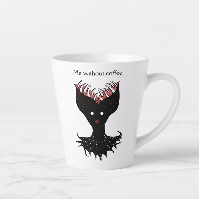 Creepy Demon Girl With Brain Teeth Gothic Funny Latte Mug (Right)