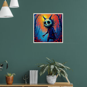 Creepy Demon in Spooky Woods Design Poster