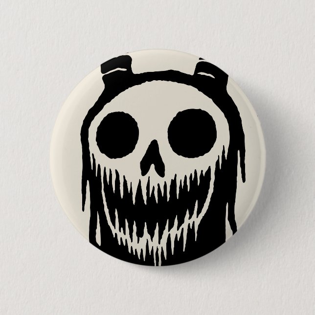 Creepy Demon Skull  2 Inch Round Button (Front)