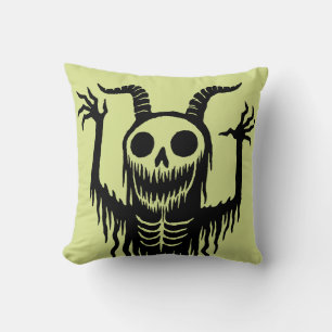 Creepy Demon Skull Throw Pillow