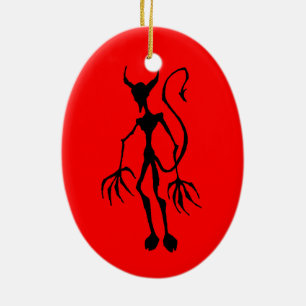 Creepy Devil Stick Figure Ceramic Ornament