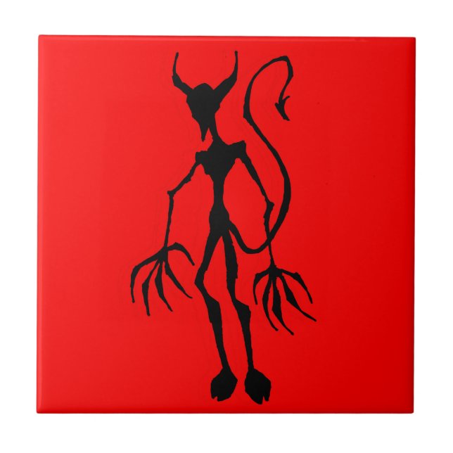 Creepy Devil Stick Figure Tile (Front)