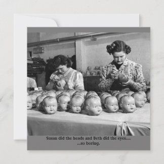 Creepy doll factory card for halloweed