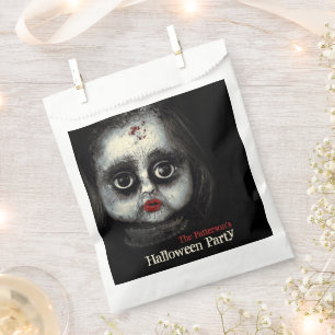 Creepy Doll Haunted Halloween Party with Name Favour Bag
