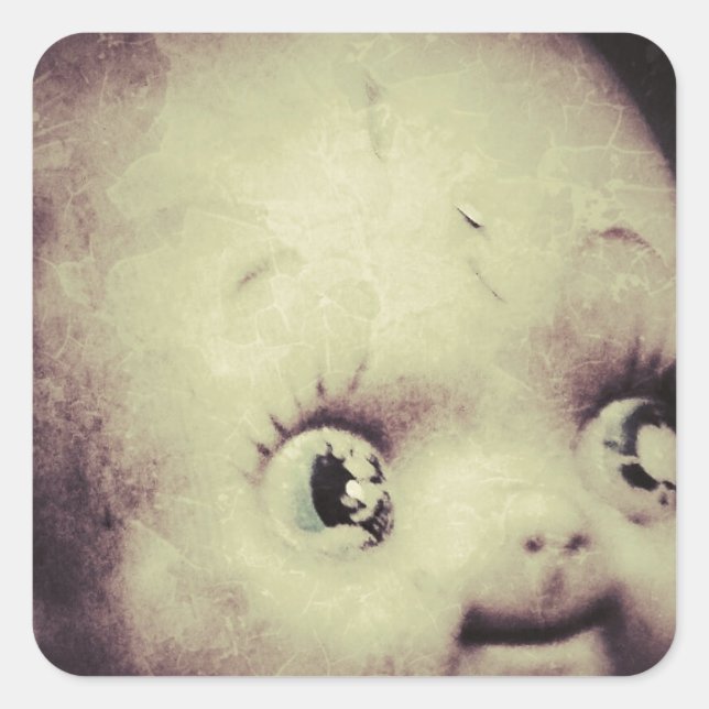 Creepy Doll Square Sticker (Front)