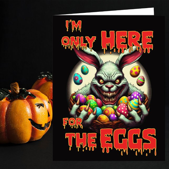 Creepy Easter Bunny with Colourful Easter Eggs Thank You Card (Creator Uploaded)