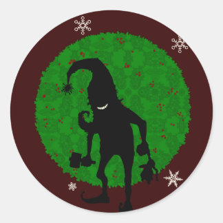 Creepy elf classic round sticker