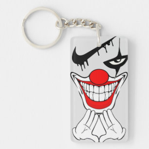 Creepy Evil Clown Smile Goth Horror Art Keychain