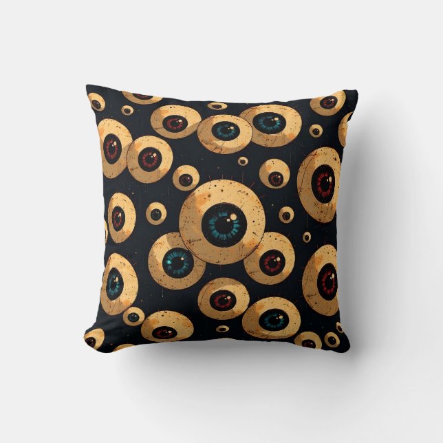 Creepy Eyeball Pattern | Spooky Halloween Decor Throw Pillow (Front)